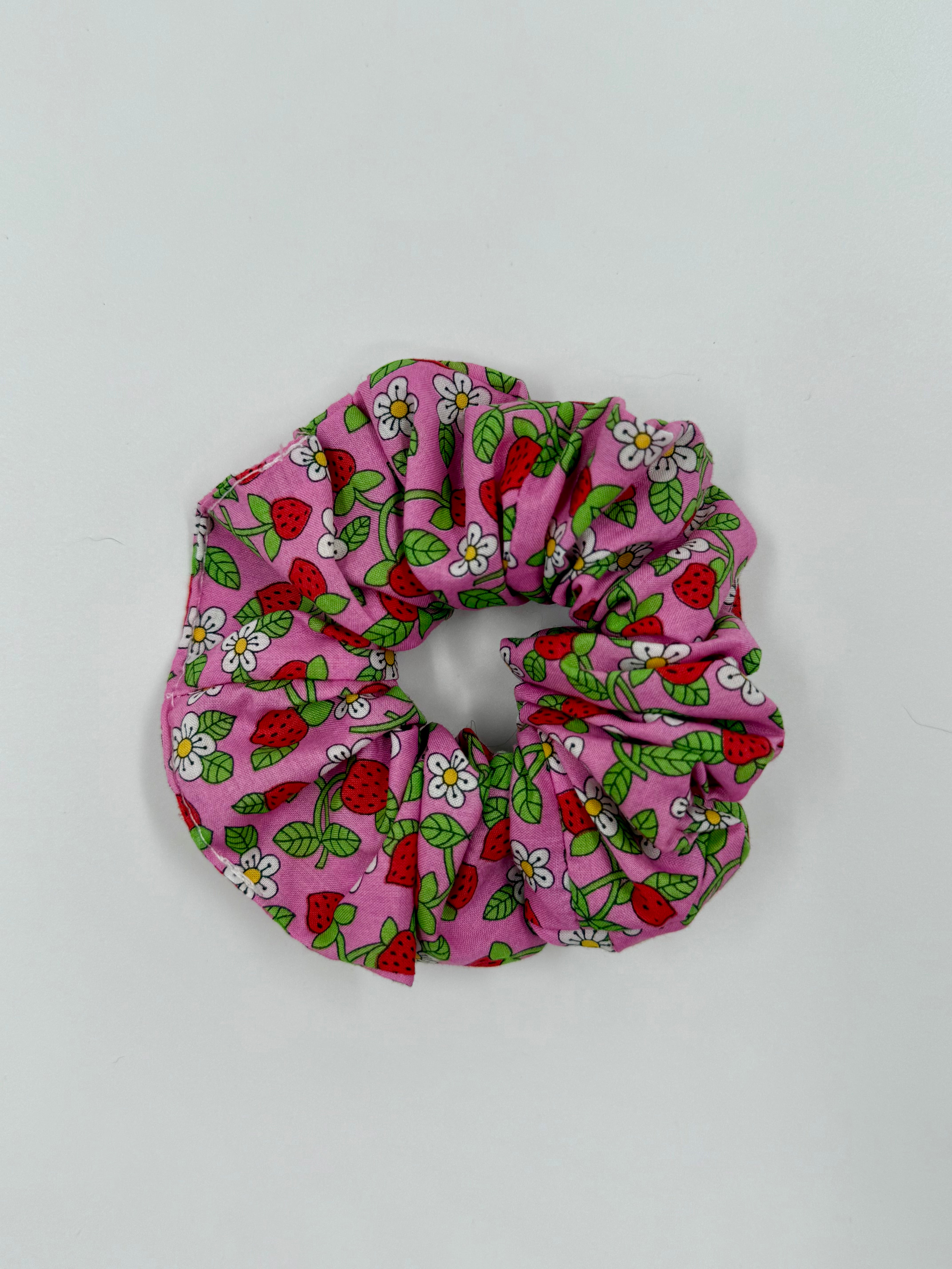 Liberty Strawberries & Cream Pink Scrunchie